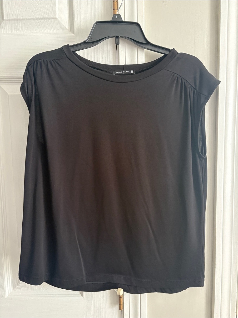 Staccato Black Sleeveless Crewneck Tank